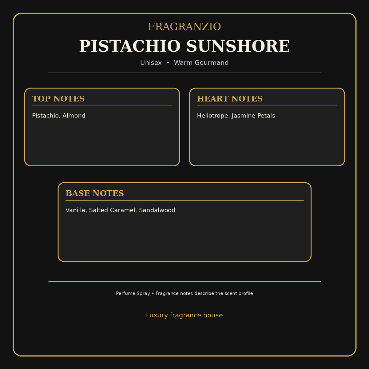 Fragranzio Pistachio Sunshore fragrance notes