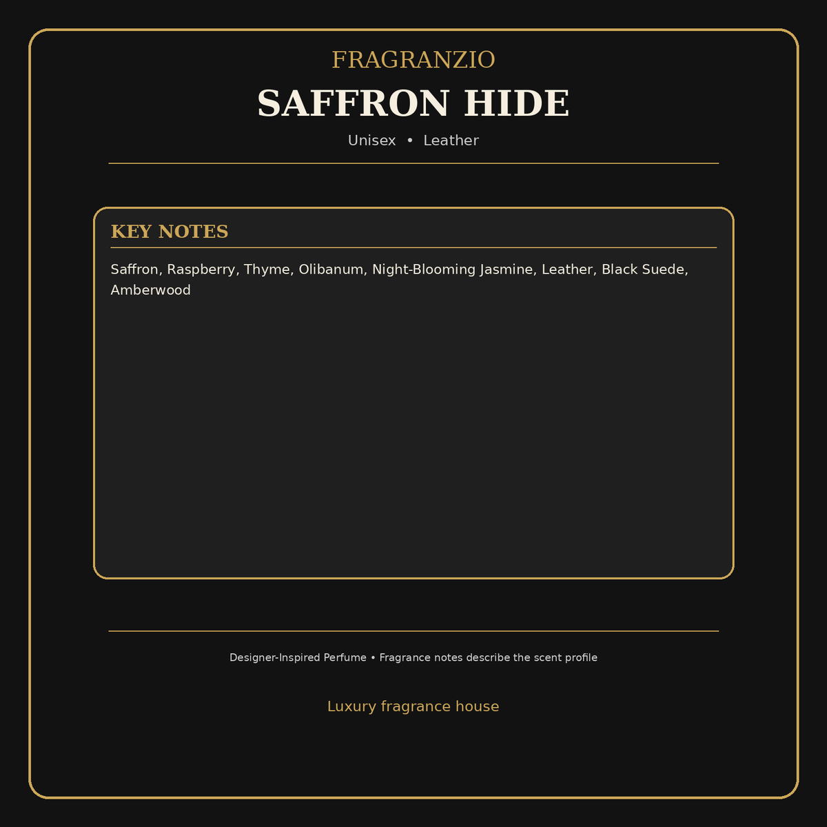 Fragranzio Saffron Hide fragrance notes