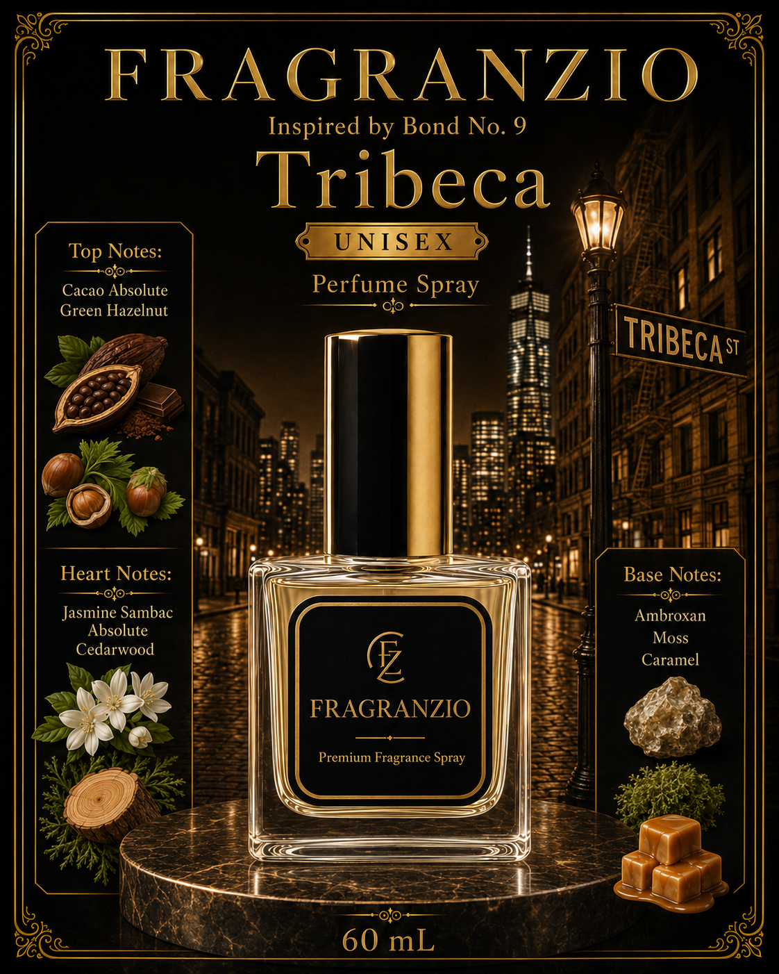 Fragranzio Perfume Spray inspired by Bond No. 9 Tribeca, 60 mL