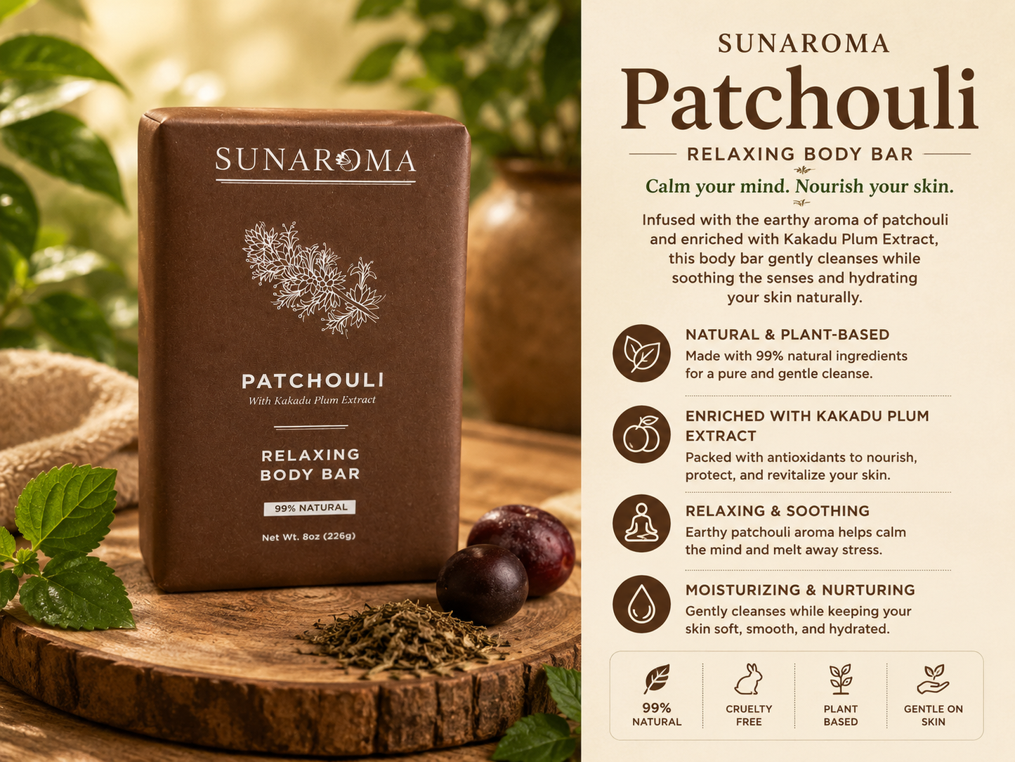 SUNAROMA Patchouli Body Bar