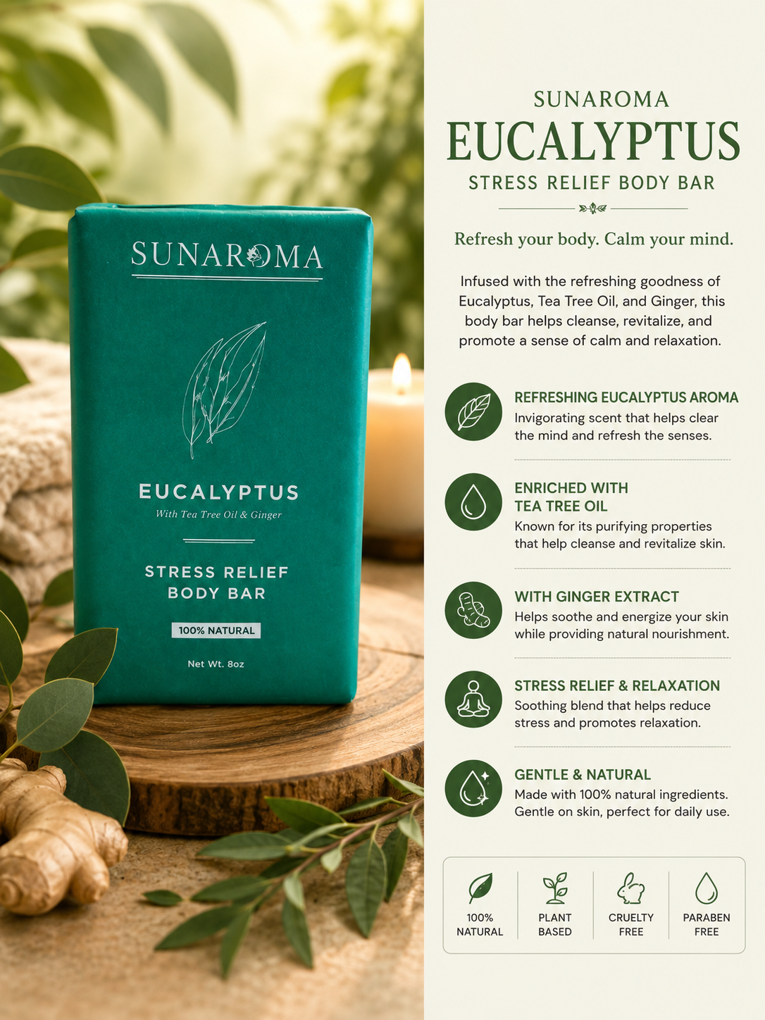 SUNAROMA Eucalyptus Body Bar