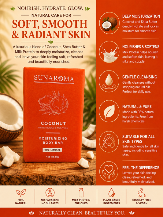 SUNAROMA Coconut Moisturizing Body bar