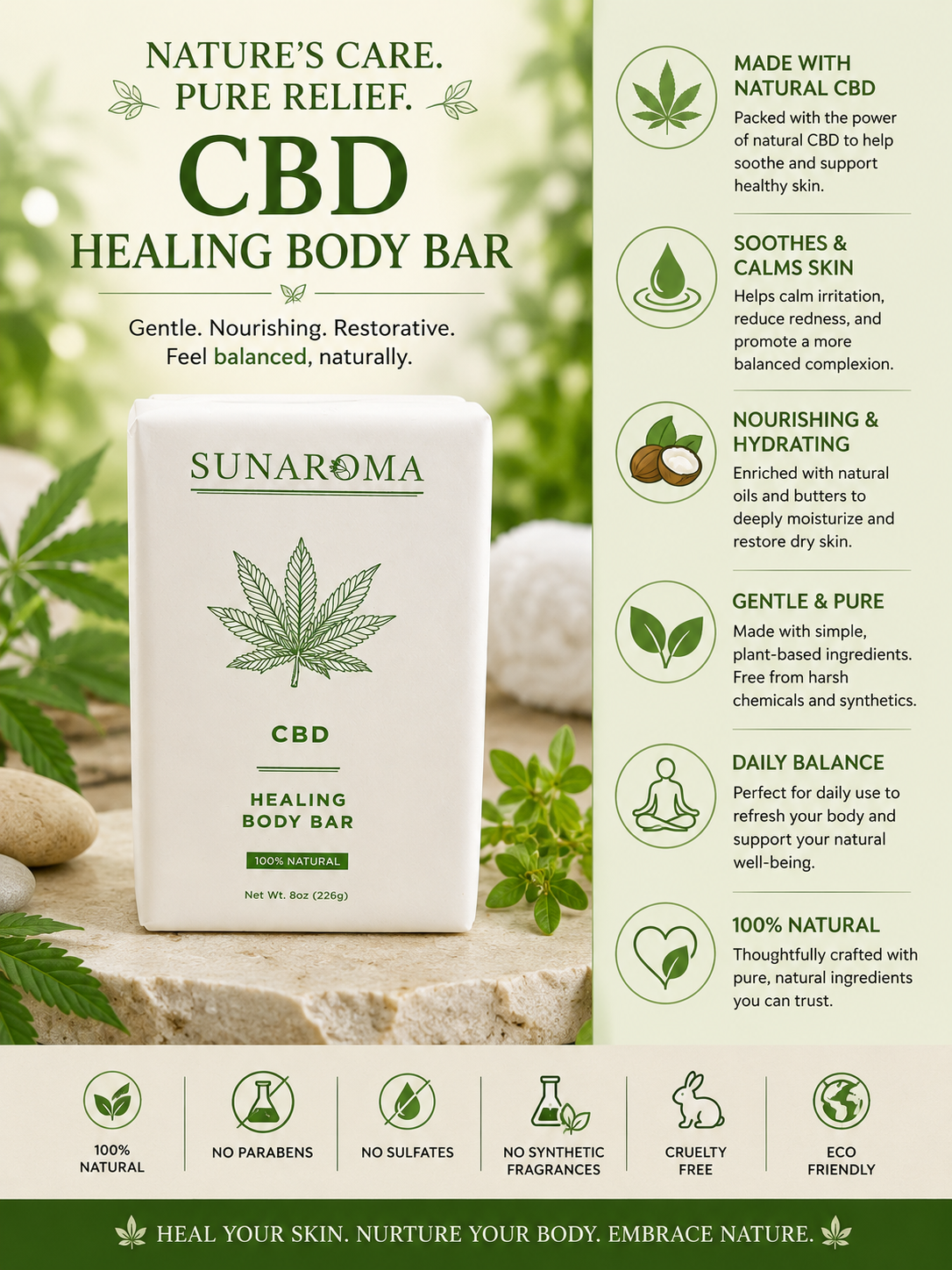 SUANROMA CBD Healing Body Bar