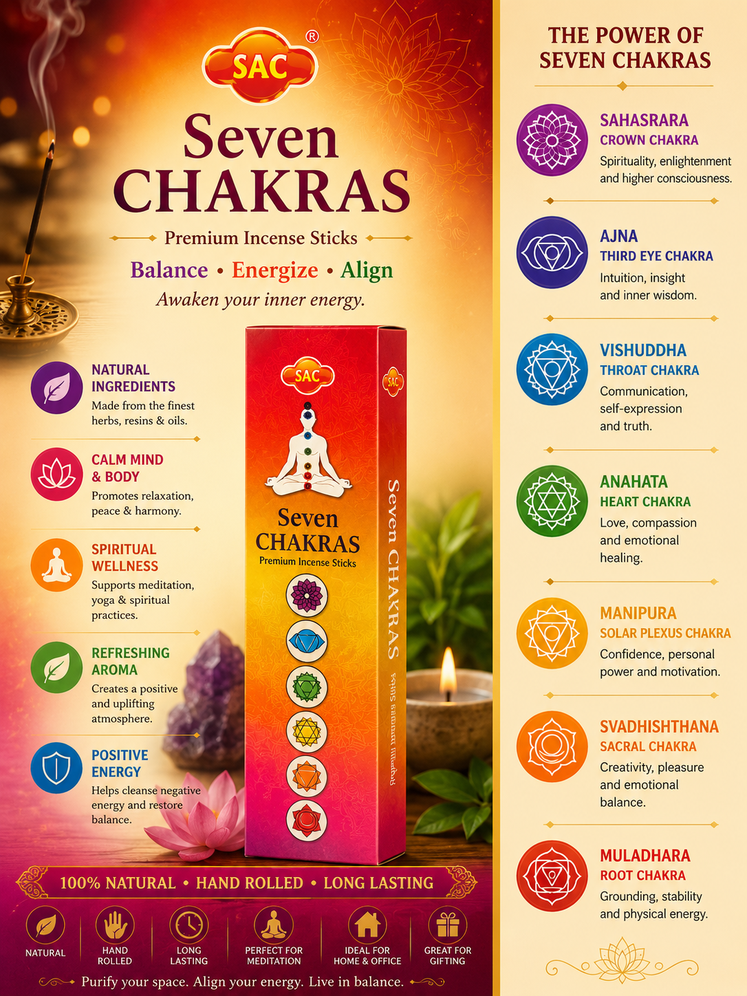 SAC Seven Chakra Incense