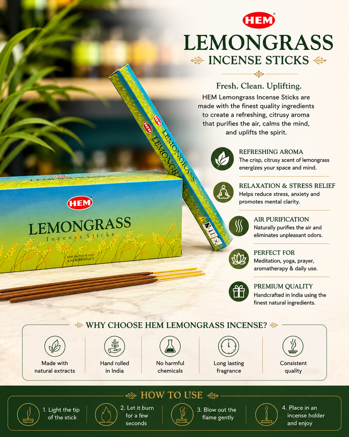 HEm Lemongrass Incense Stick