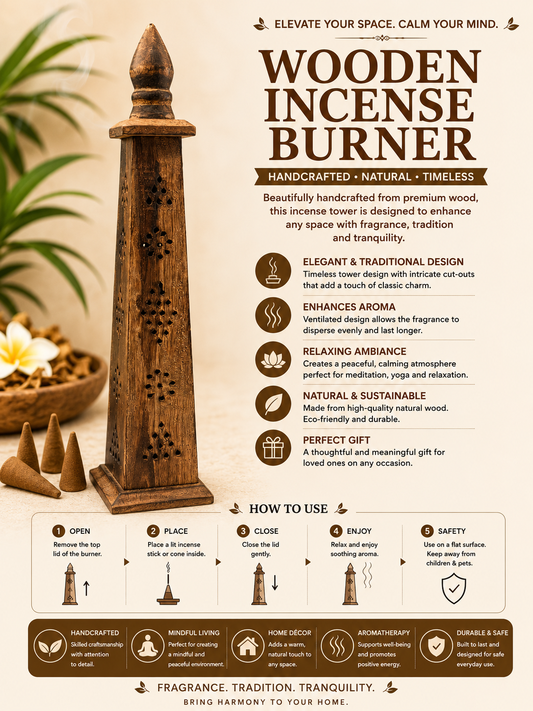 Wooden Incense Holder