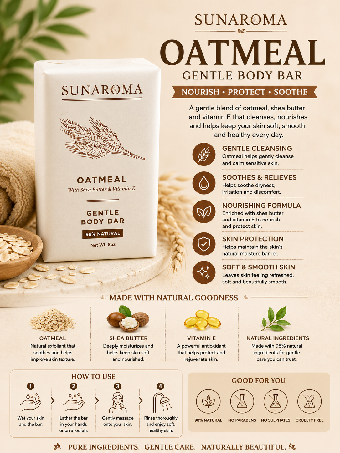 SUNAROMA Oatmeal Body Bar