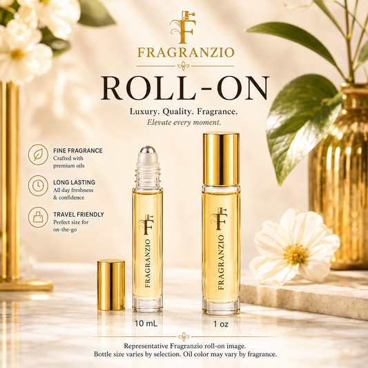 Representative Fragranzio roll-on image. Bottle size and oil color may vary by fragrance.