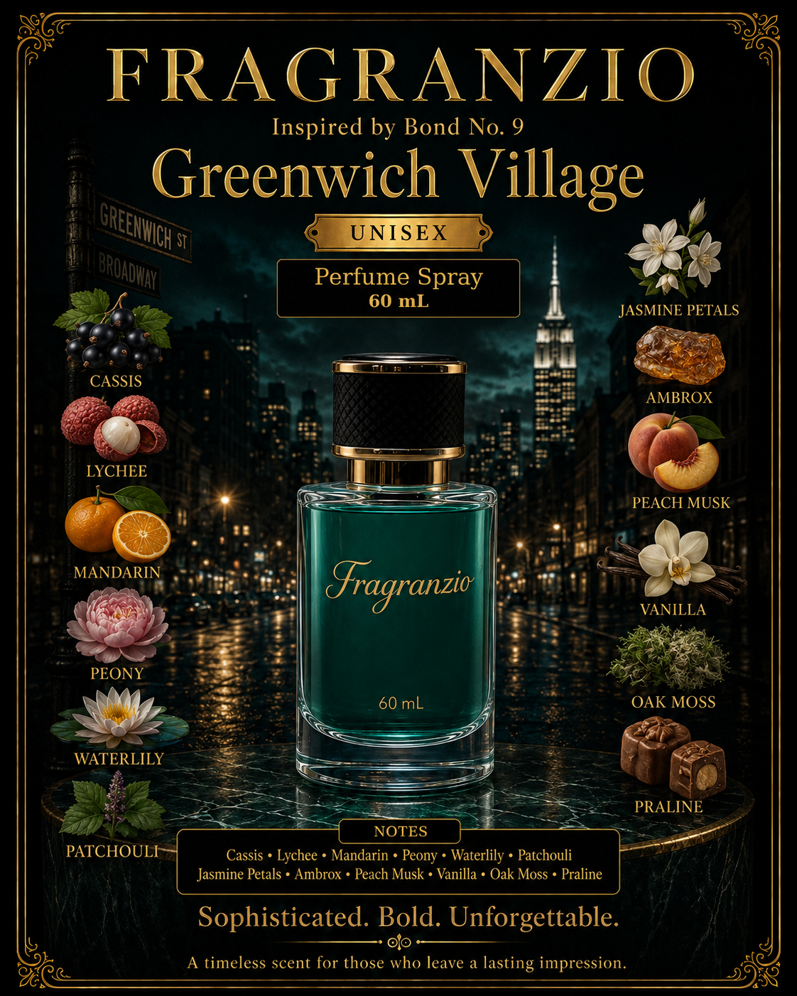 Fragranzio Perfume Spray inspired by Bond No. 9 Greenwich Village, 60 mL