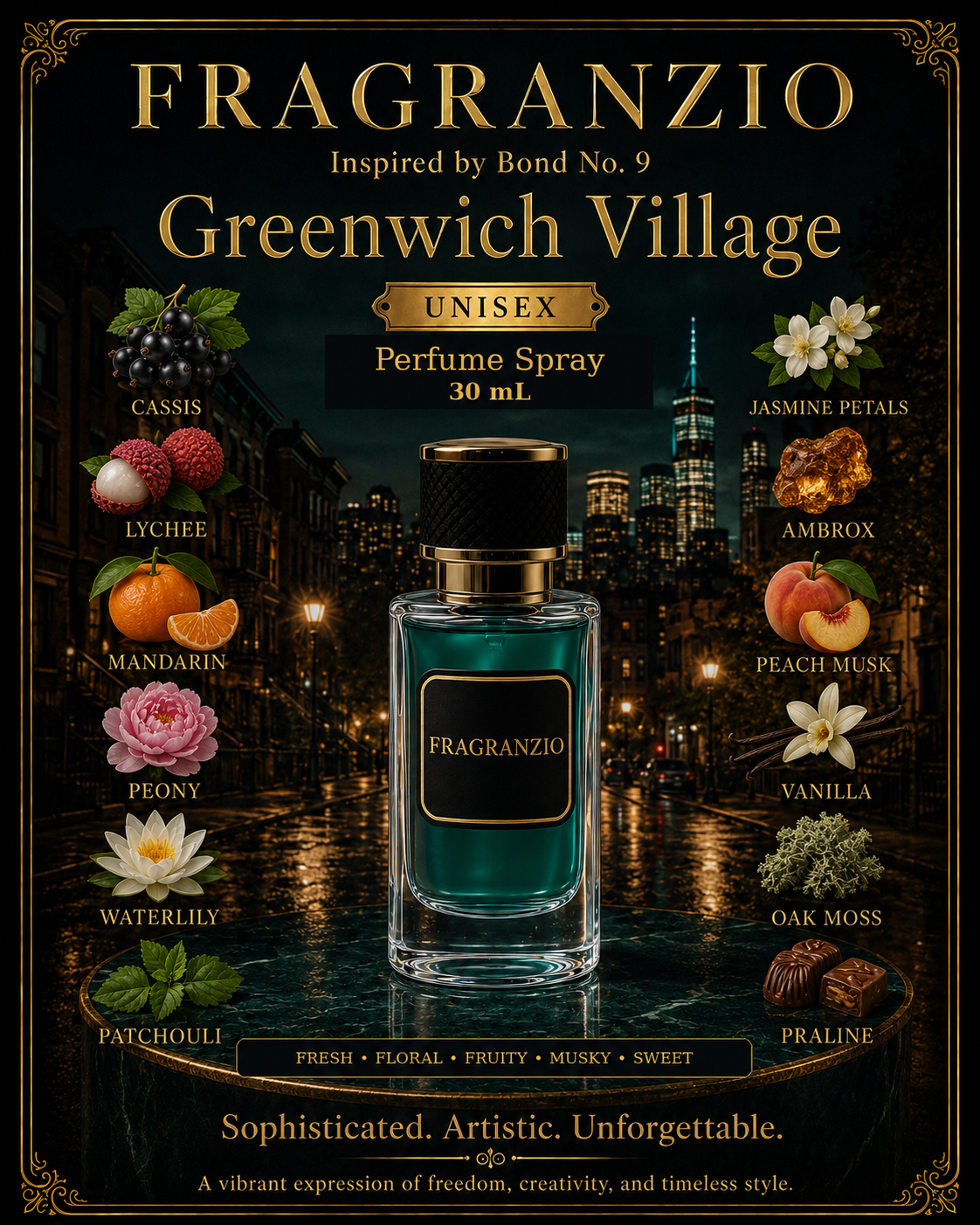 Fragranzio Perfume Spray inspired by Bond No. 9 Greenwich Village, 30 mL
