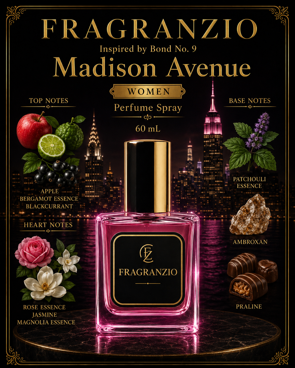 Fragranzio Perfume Spray inspired by Bond No. 9 Madison Avenue, 60 mL
