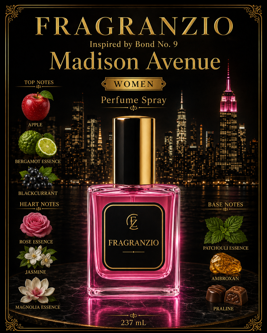 Fragranzio Perfume Spray inspired by Bond No. 9 Madison Avenue, 237 mL