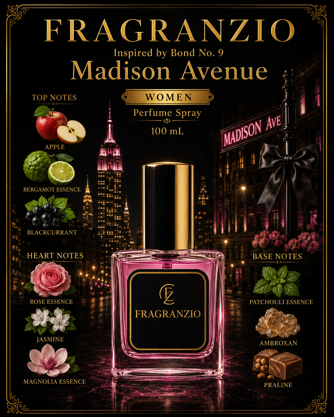 Fragranzio Perfume Spray inspired by Bond No. 9 Madison Avenue, 100 mL
