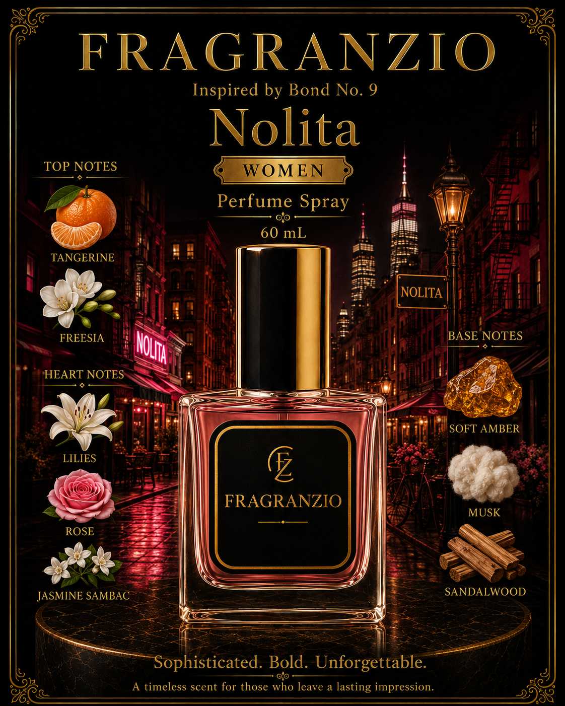 Fragranzio Perfume Spray inspired by Bond No. 9 Nolita, 60 mL