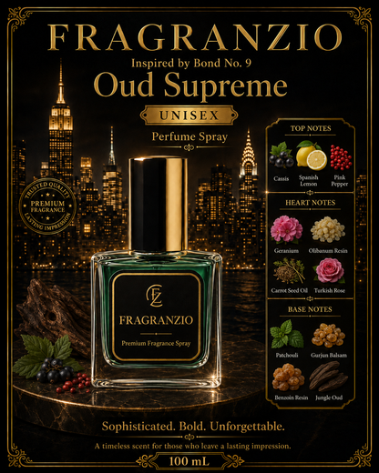 Fragranzio Perfume Spray inspired by Bond No. 9 Oud Supreme, 100 mL