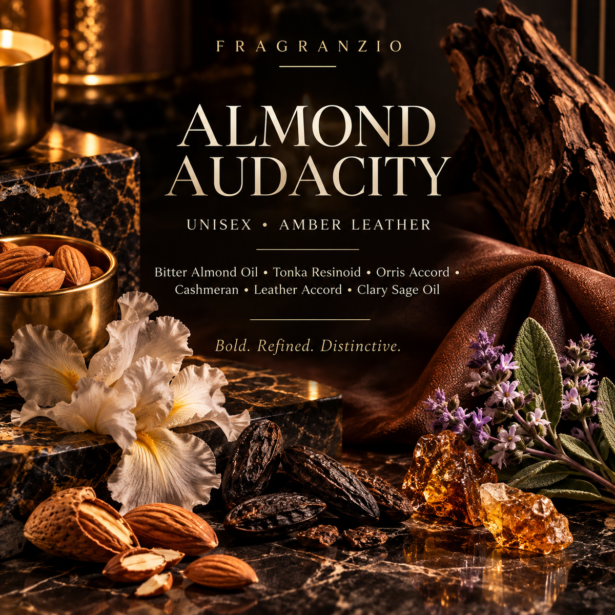 Fragranzio Almond Audacity luxury-inspired fragrance visual
