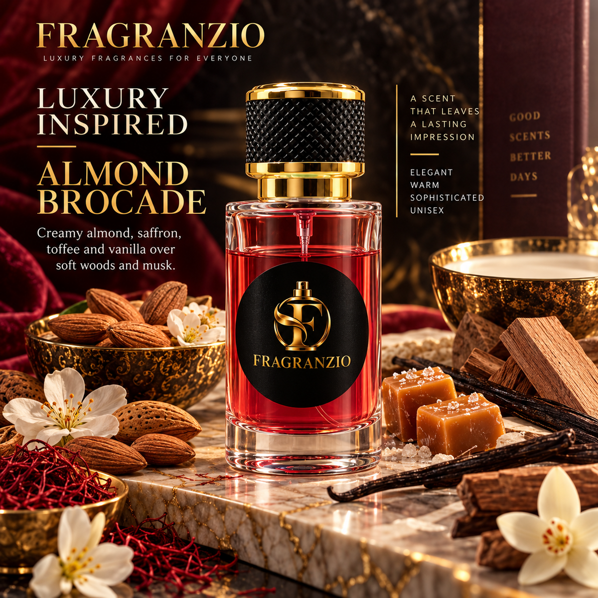 Fragranzio Almond Brocade luxury-inspired fragrance visual