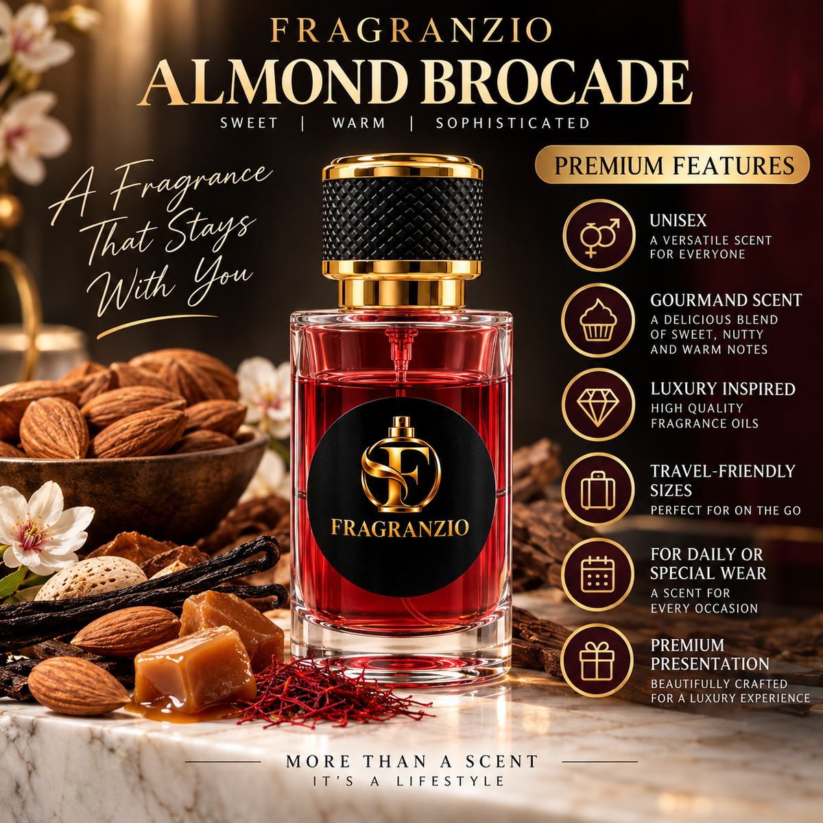 Fragranzio Almond Brocade premium features