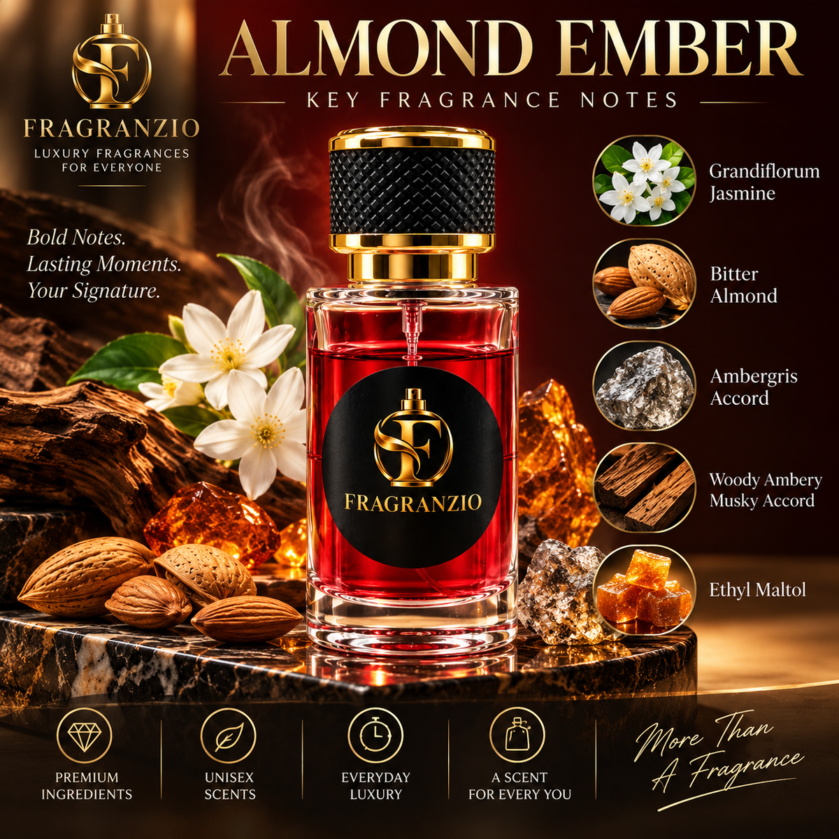 Fragranzio Almond Ember key fragrance notes