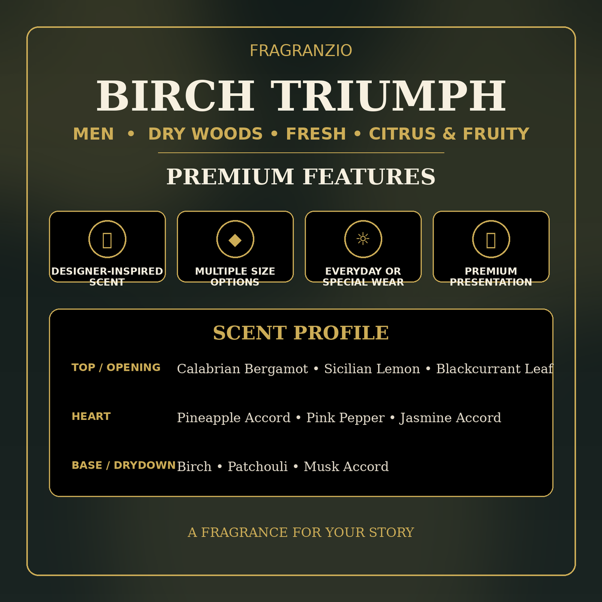Fragranzio Birch Triumph premium features