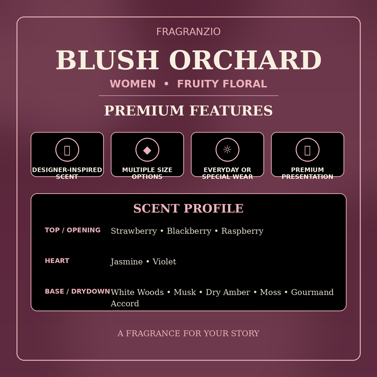 Fragranzio Blush Orchard premium features