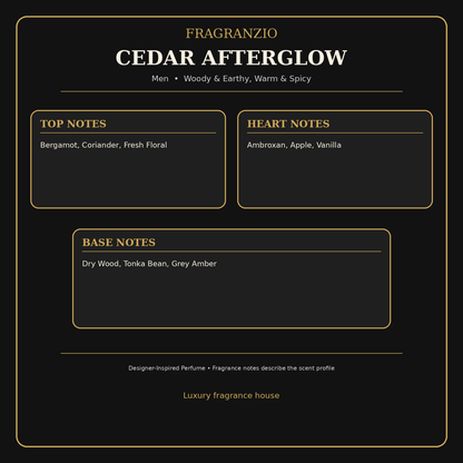 Fragranzio Cedar Afterglow fragrance notes