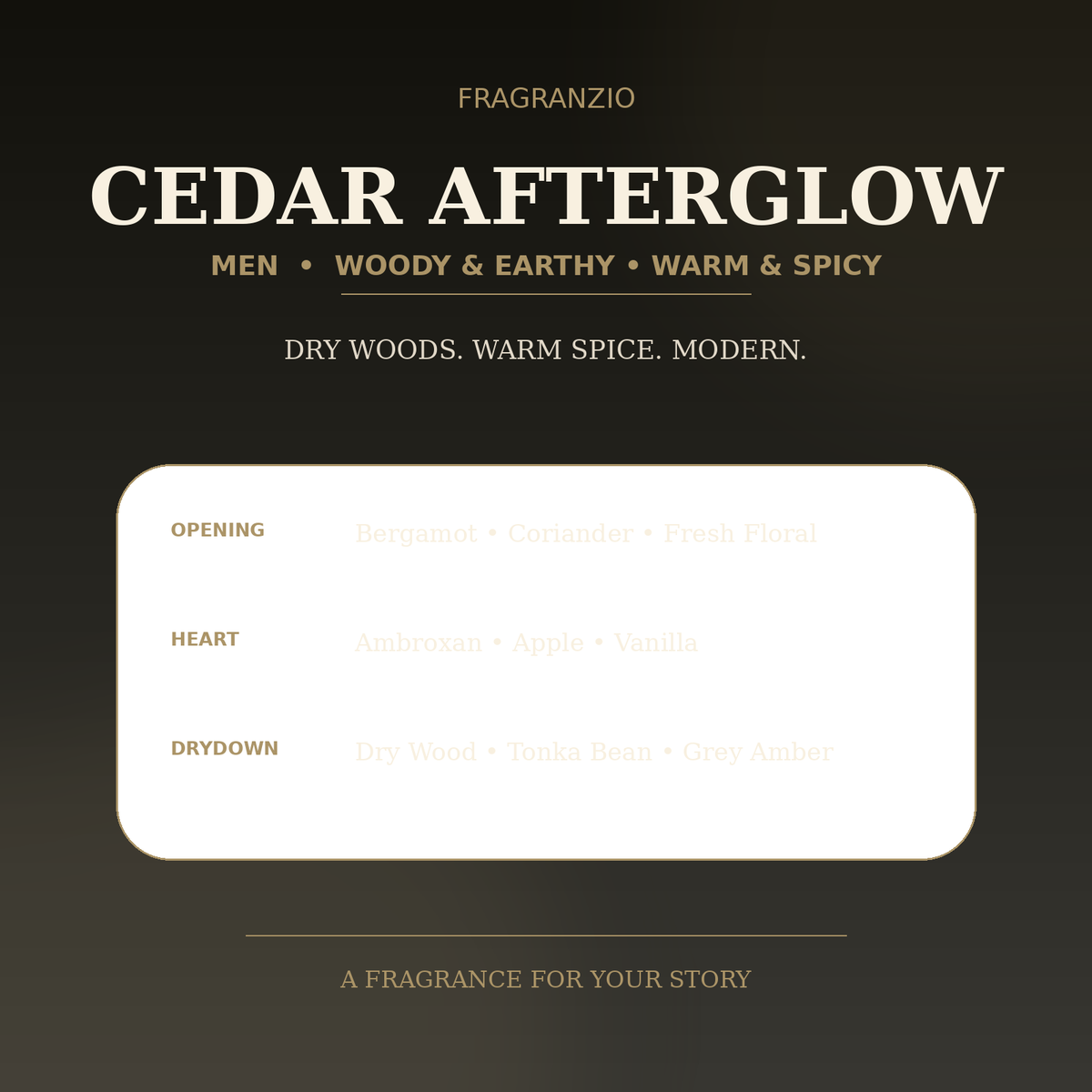 Fragranzio cedar afterglow luxury-inspired fragrance visual