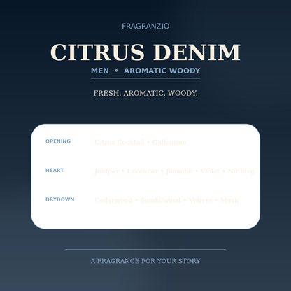 Fragranzio citrus denim luxury-inspired fragrance visual
