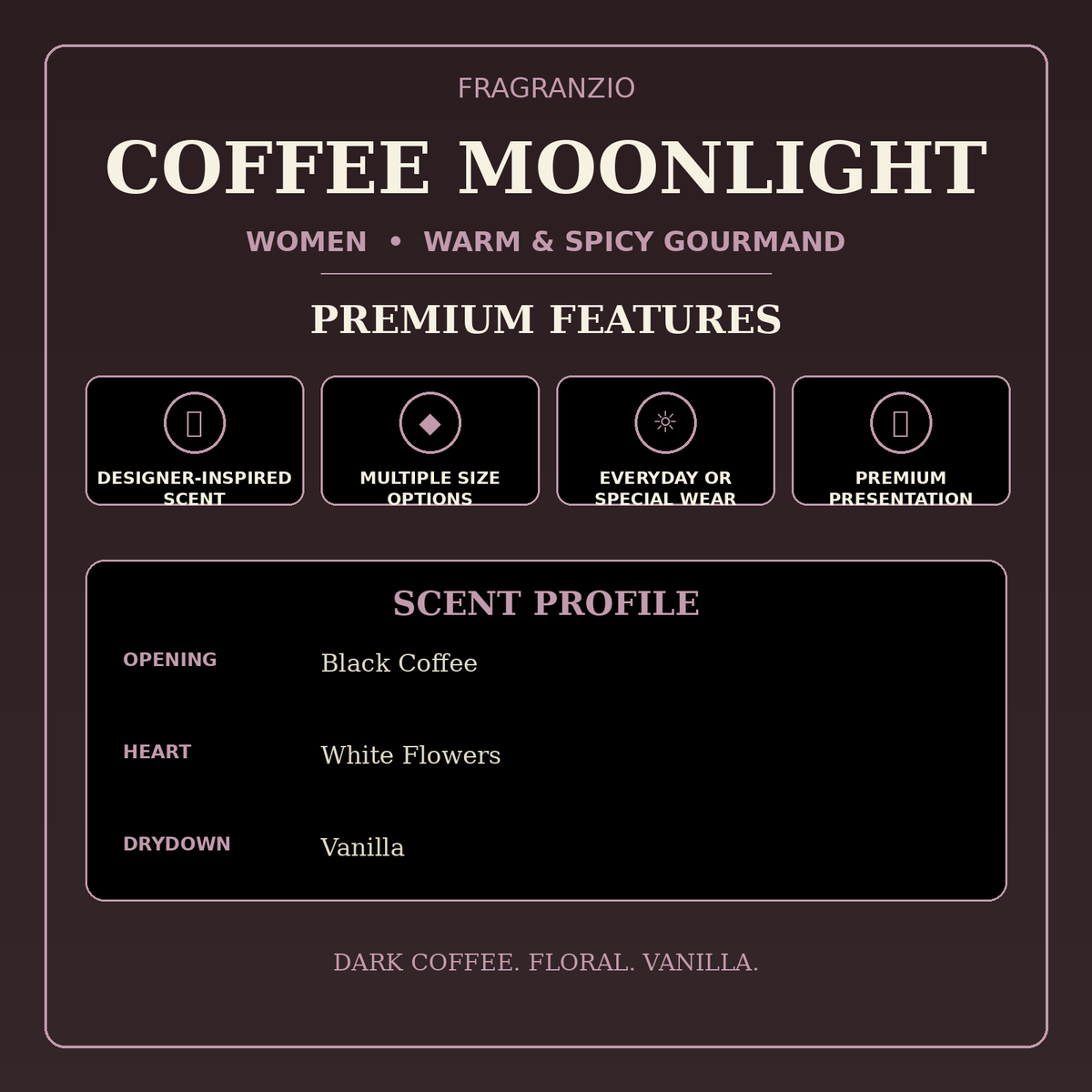 Fragranzio coffee moonlight premium features