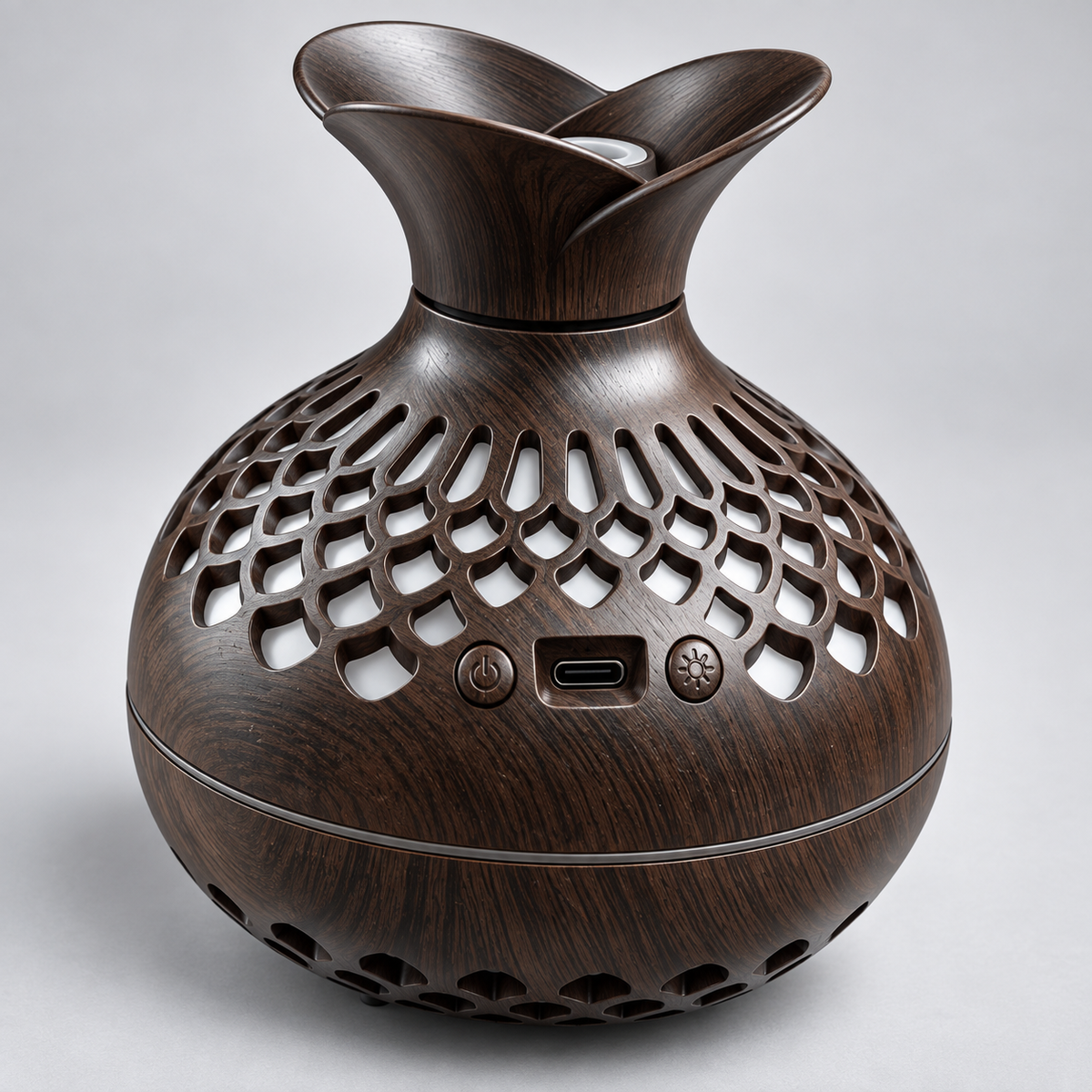 300 mL dark wood floral lattice aroma diffuser close-up