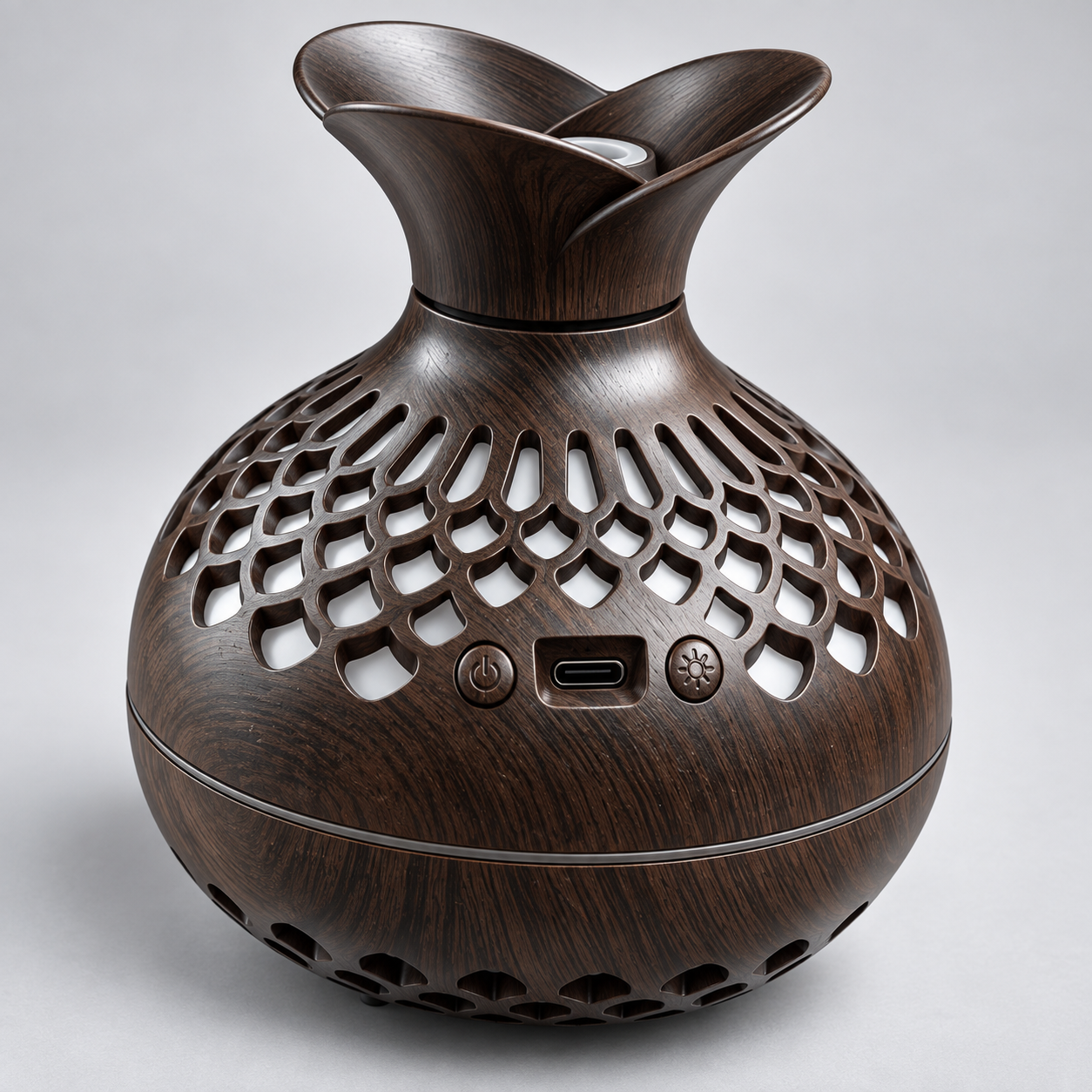 300 mL dark wood floral lattice aroma diffuser close-up
