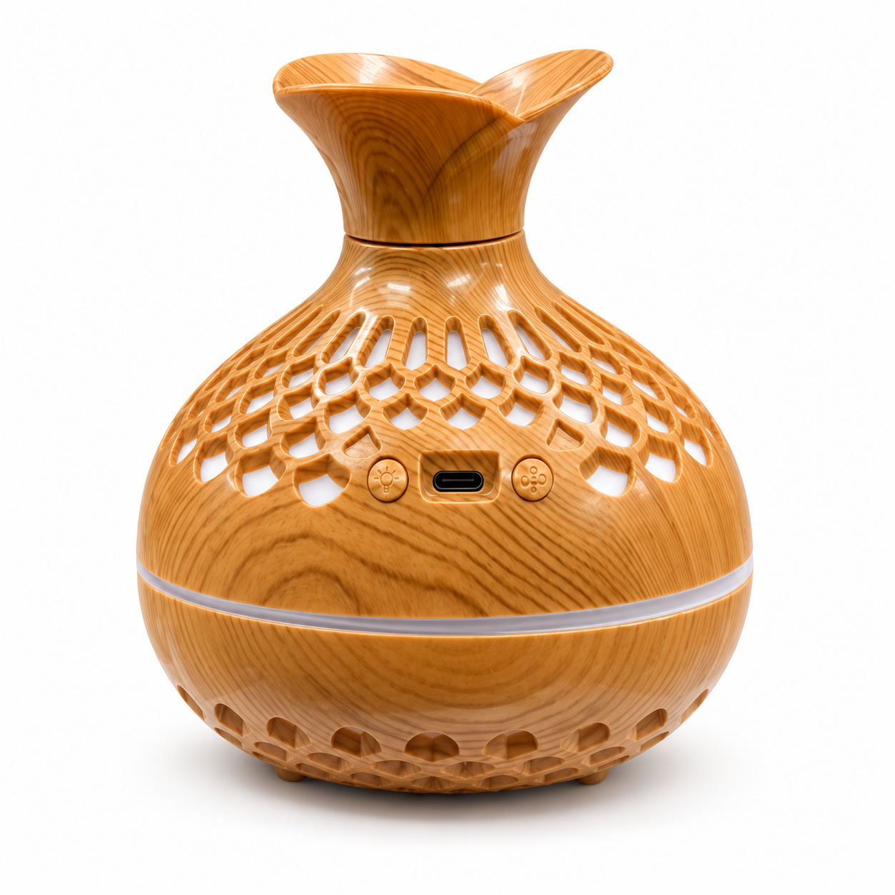 300 mL light wood floral lattice aroma diffuser on white background
