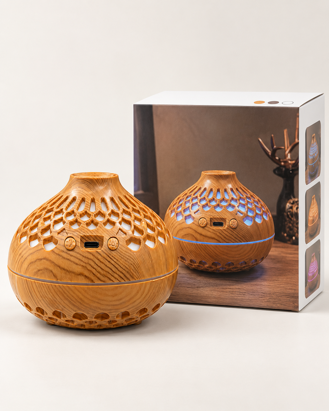 Honey oak lattice diffuser shown with packaging