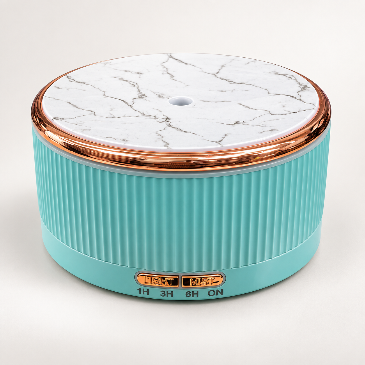 Aqua 500 mL diffuser with marble-look top and rose-gold trim