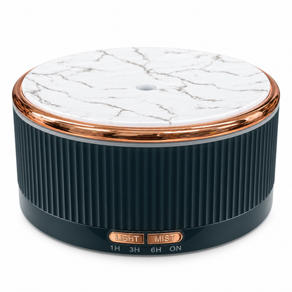 Black 500 mL essential oil diffuser with marble-look top