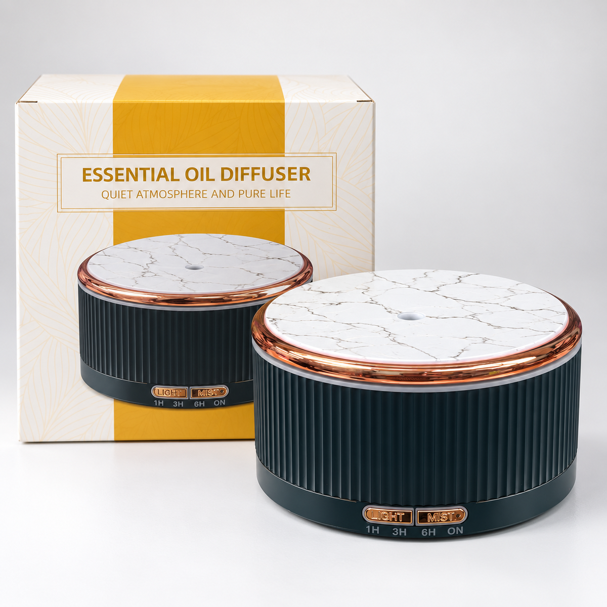 Black marble-top diffuser product set