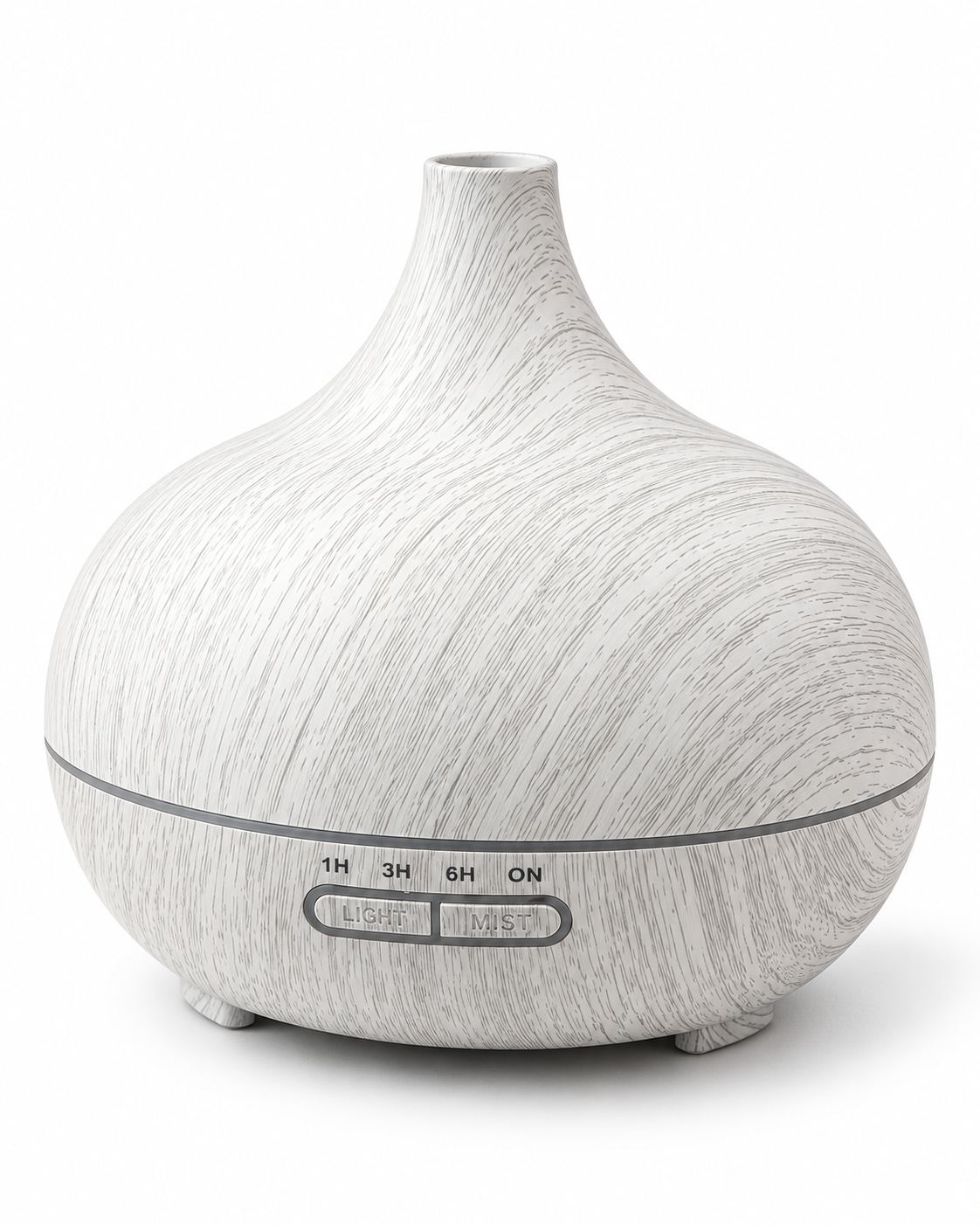 Whitewashed 500 mL wood-grain essential oil diffuser front view
