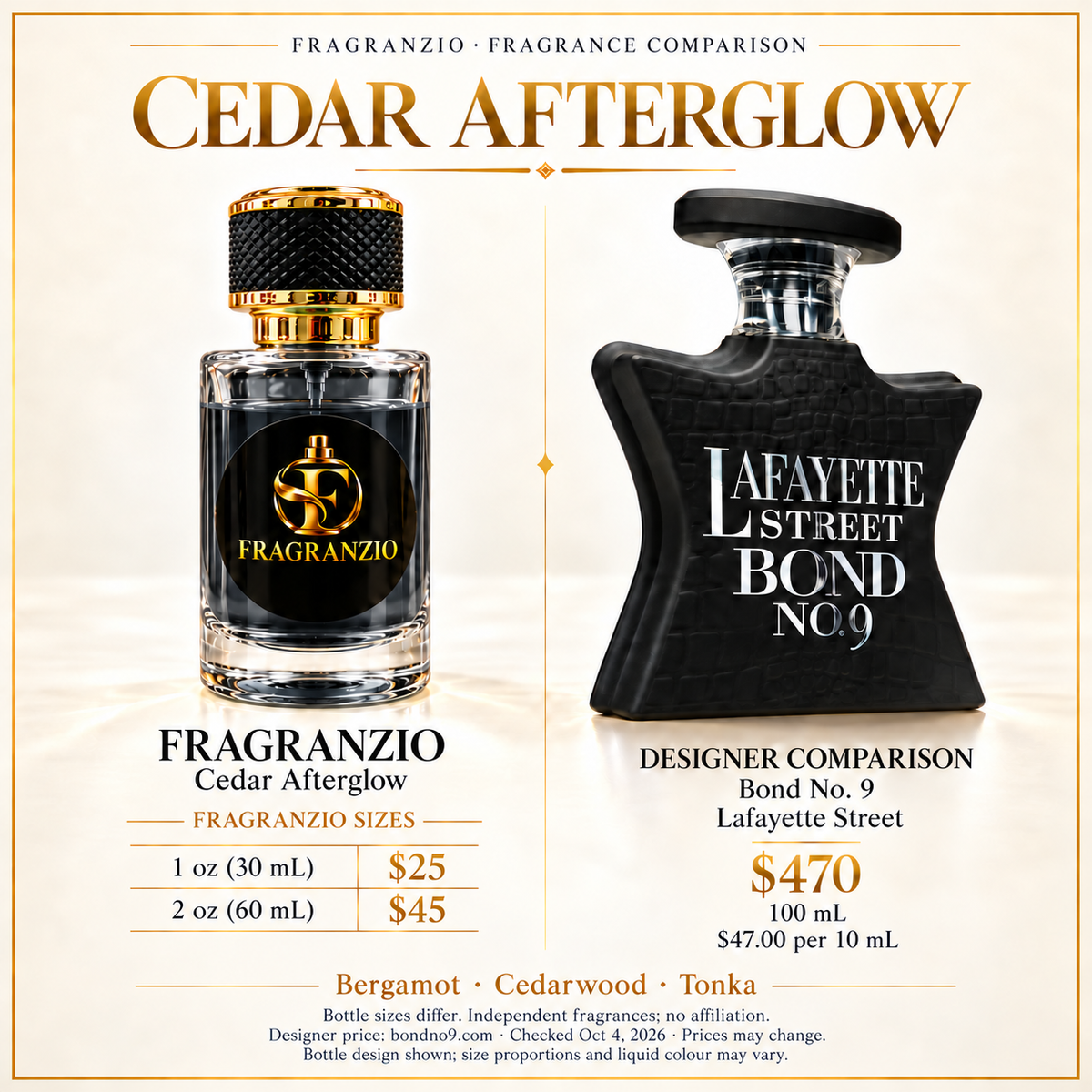 Cedar Afterglow side-by-side fragrance comparison