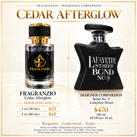 Cedar Afterglow side-by-side fragrance comparison