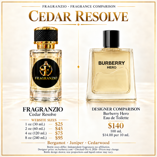 Cedar Resolve side-by-side fragrance comparison