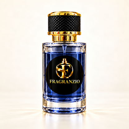 Mineral Horizon full Fragranzio bottle view 1 with matching transparent deep navy blue