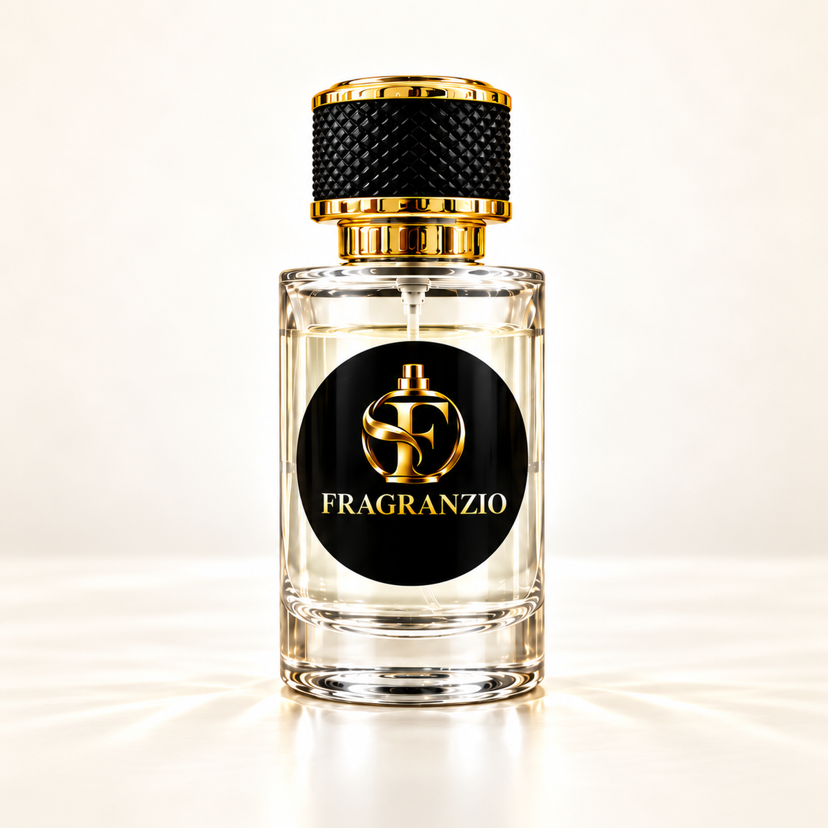 Raspberry Suede full Fragranzio bottle with matching nearly clear very pale straw yellow fragrance