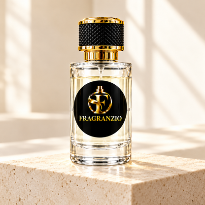 Raspberry Suede full Fragranzio bottle with matching nearly clear very pale straw yellow fragrance