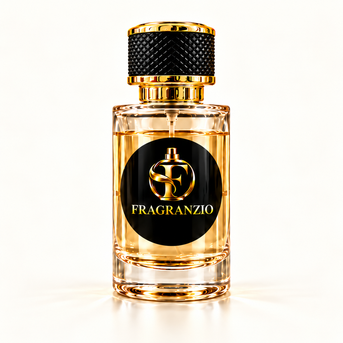 Mandarin Enchantment full Fragranzio bottle view 1 with matching transparent pale golden beige