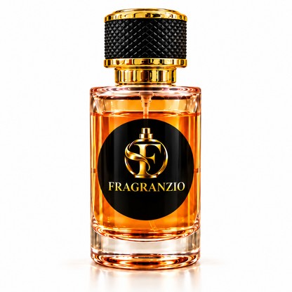 Chestnut Embrace complete Fragranzio bottle view 1 with matching transparent amber orange