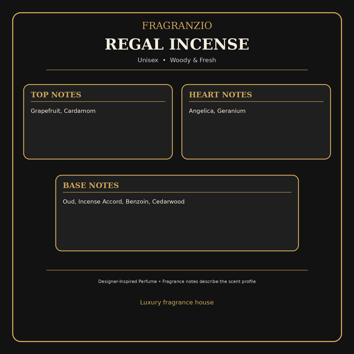 Fragranzio Regal Incense fragrance notes