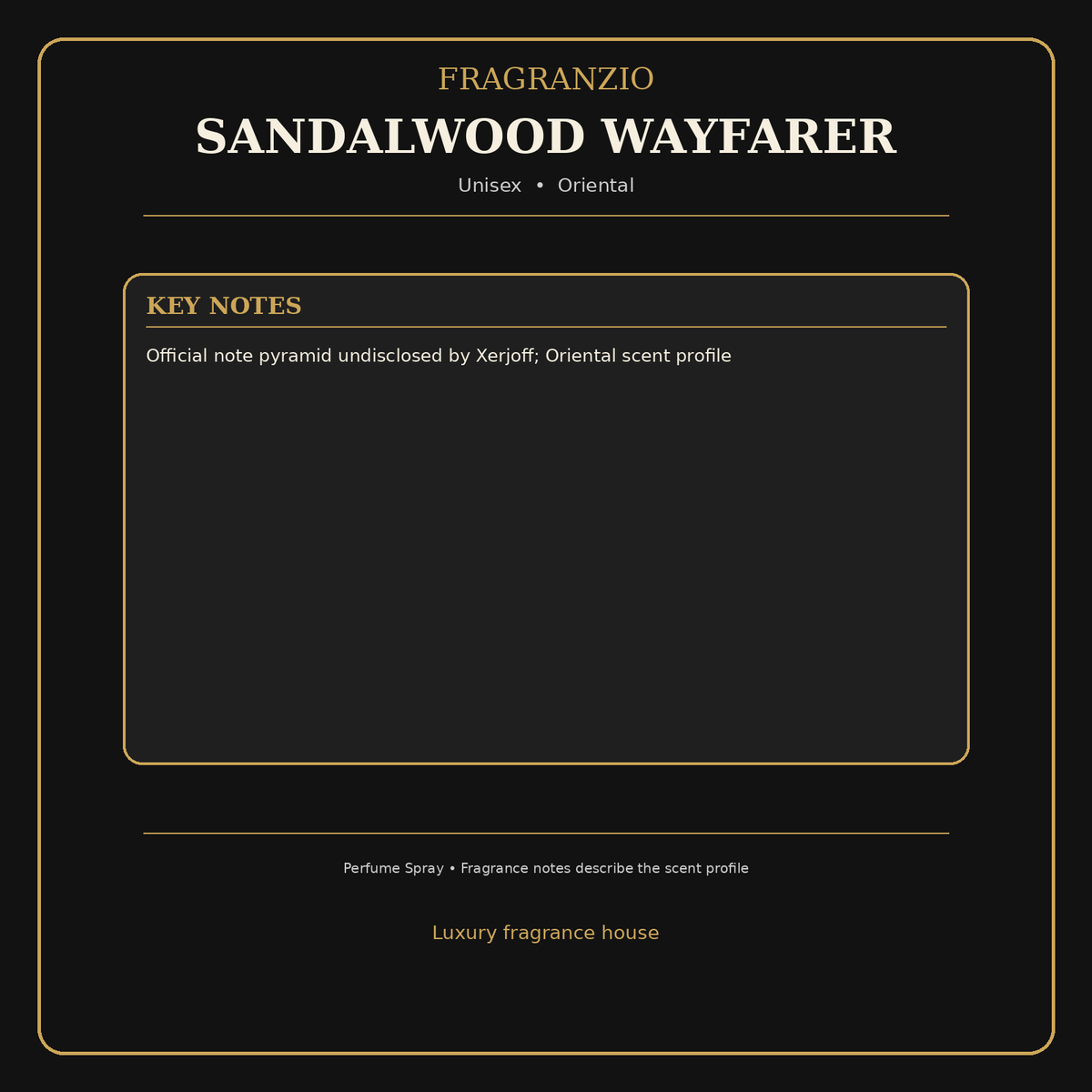 Fragranzio Sandalwood Wayfarer fragrance notes