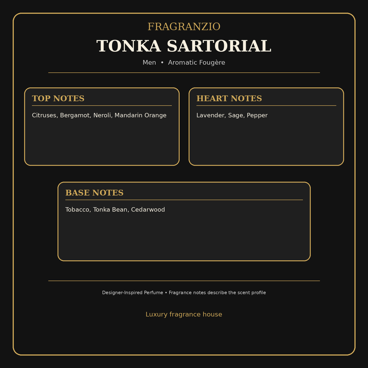 Fragranzio Tonka Sartorial fragrance notes