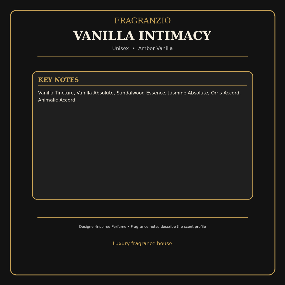 Fragranzio Vanilla Intimacy fragrance notes