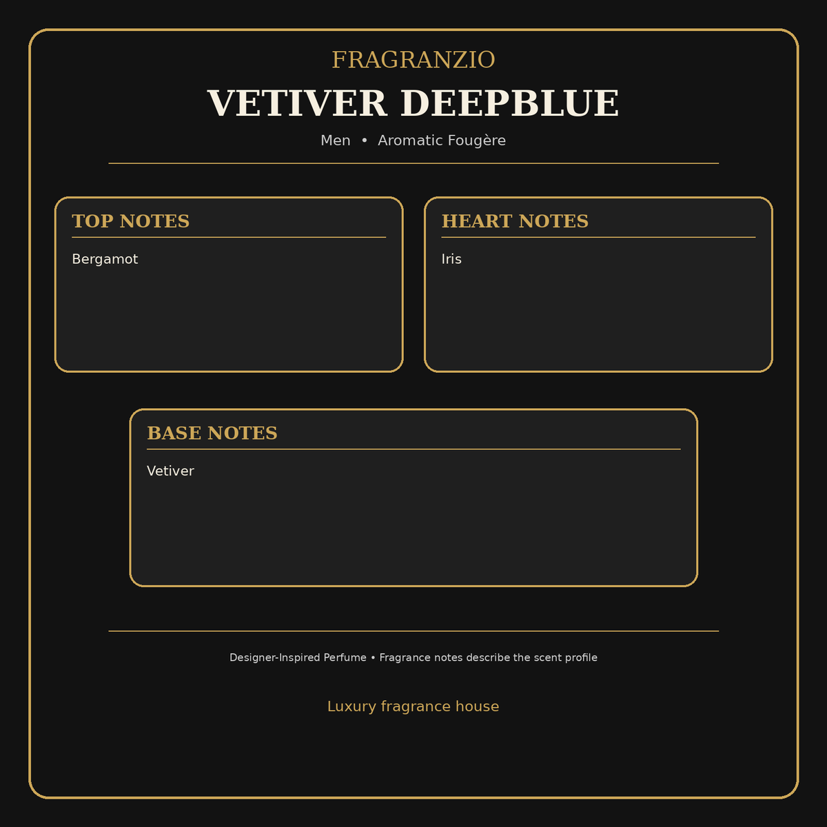 Fragranzio Vetiver Deepblue fragrance notes